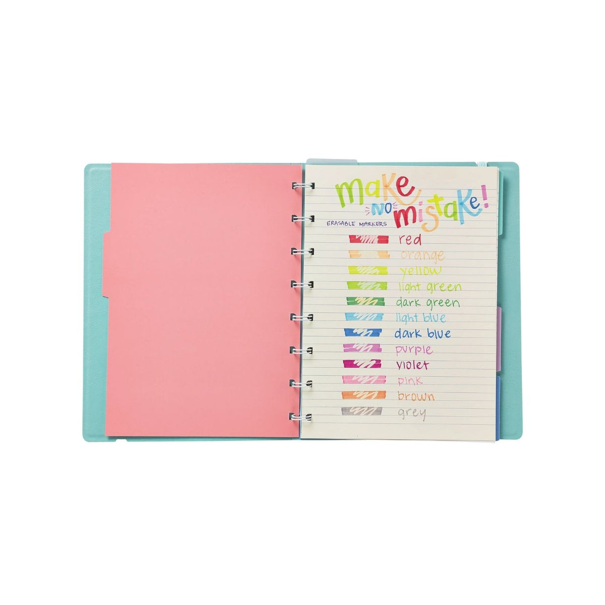 a notebook with writing showing the  &#39;Make No Mistake&#39; erasable markers by ooly