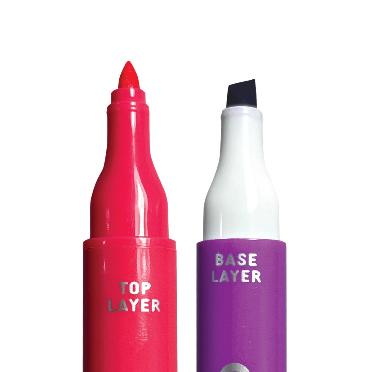 close up of ooly Double Up! Double-Ended Markers with six markers showing two colors at each end, displayed in front of a white background.