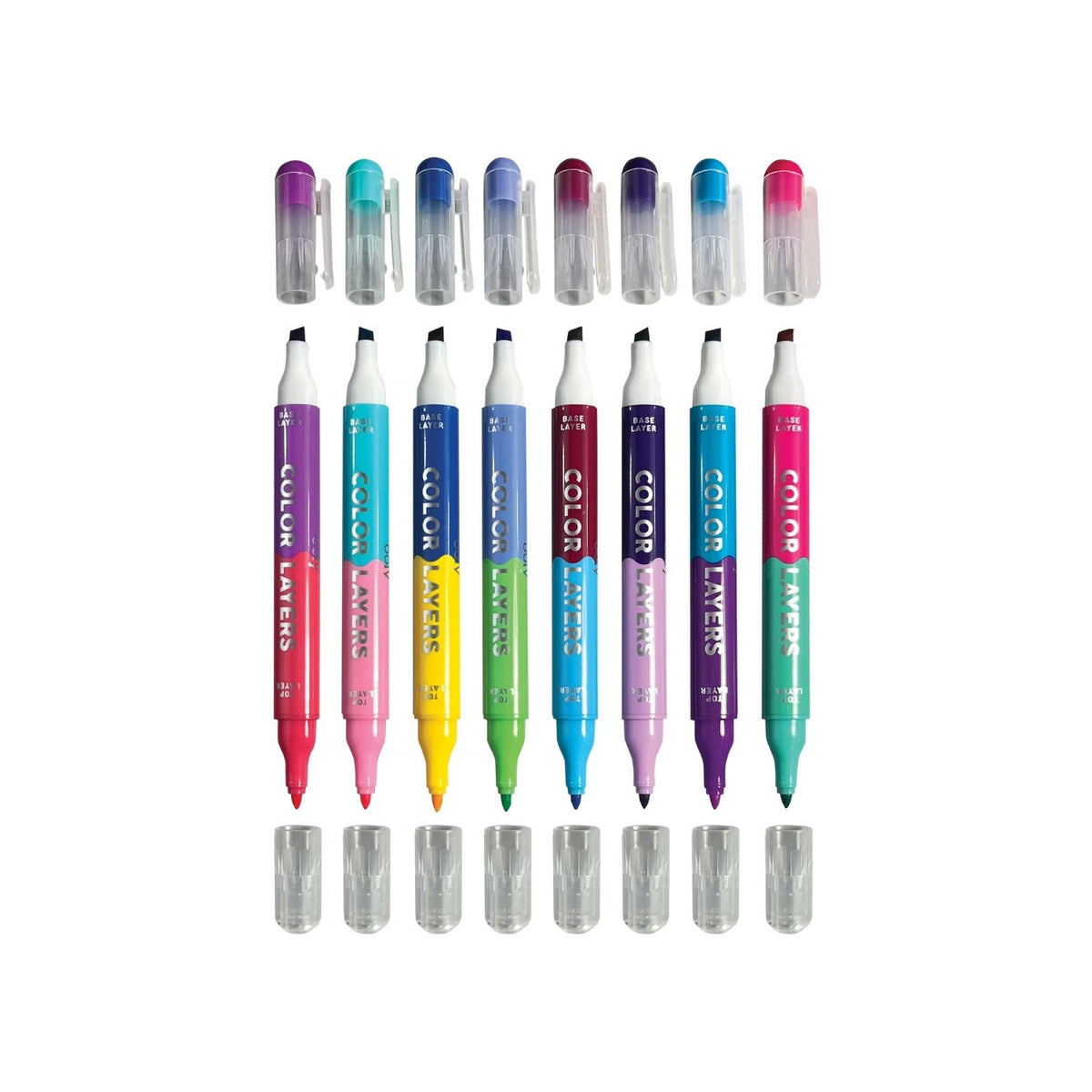 A pack of ooly Double Up! Double-Ended Markers with six markers showing two colors at each end, displayed in front of a white background.