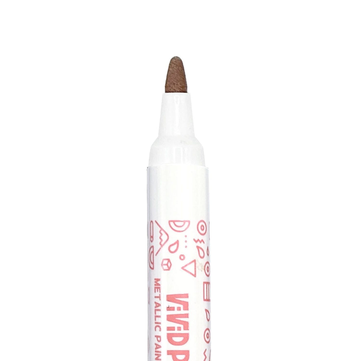 Packaging for Vivid Pop! Water Based Paint Markers Metallic, displaying 8 markers with metallic colors, designed for use on various surfaces.