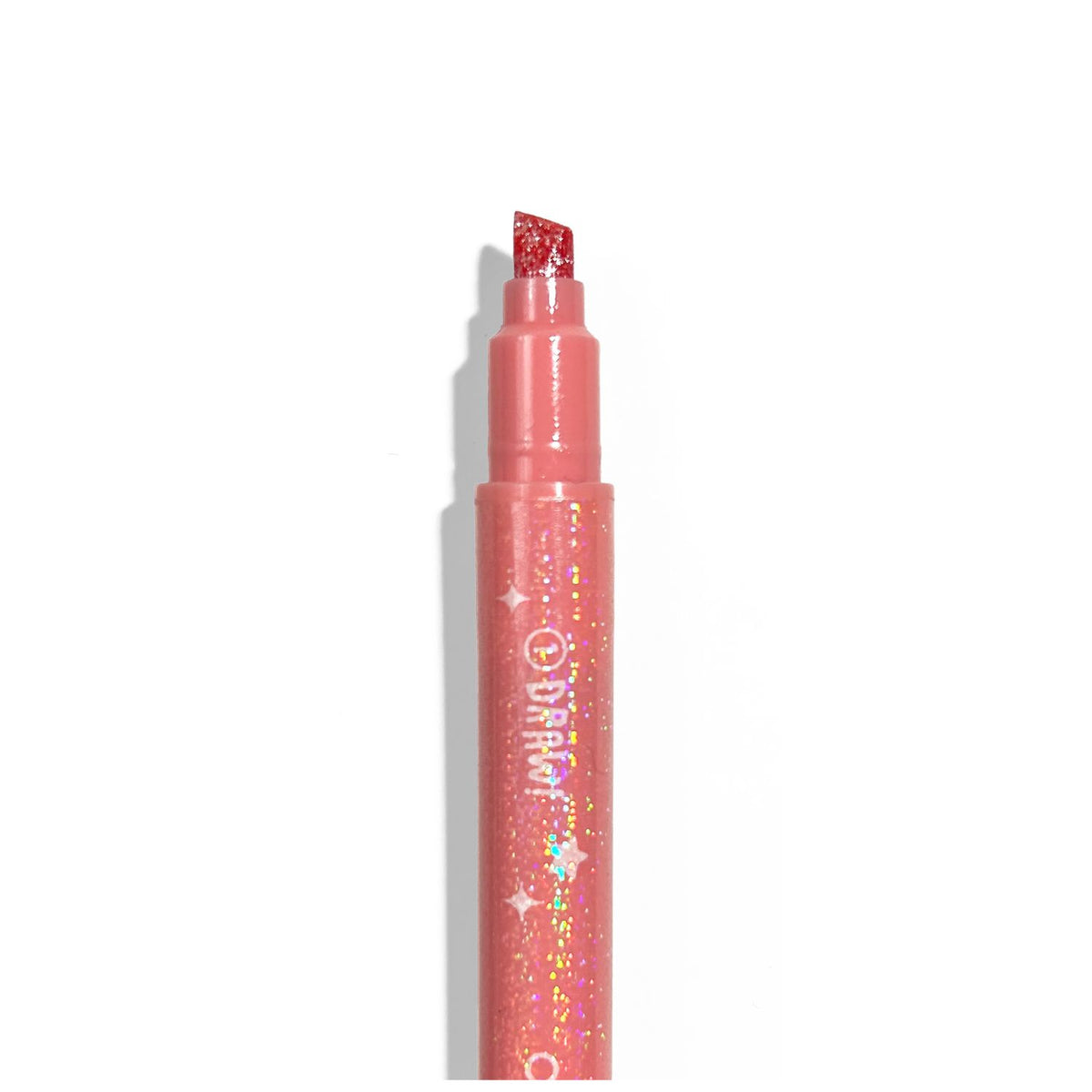close up of Ooly Switch-eroo Sparkle Glittery Color-Changing Markers, featuring 12 markers with rainbow colors on one end and a multicolor tip on the other