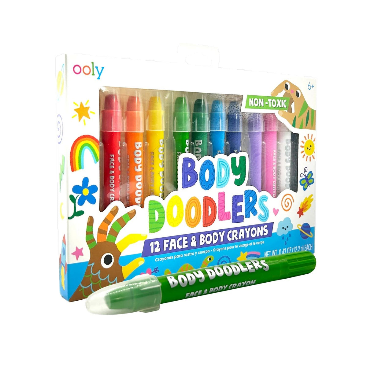Pack of Ooly Body Doodlers face and body crayons on a white background