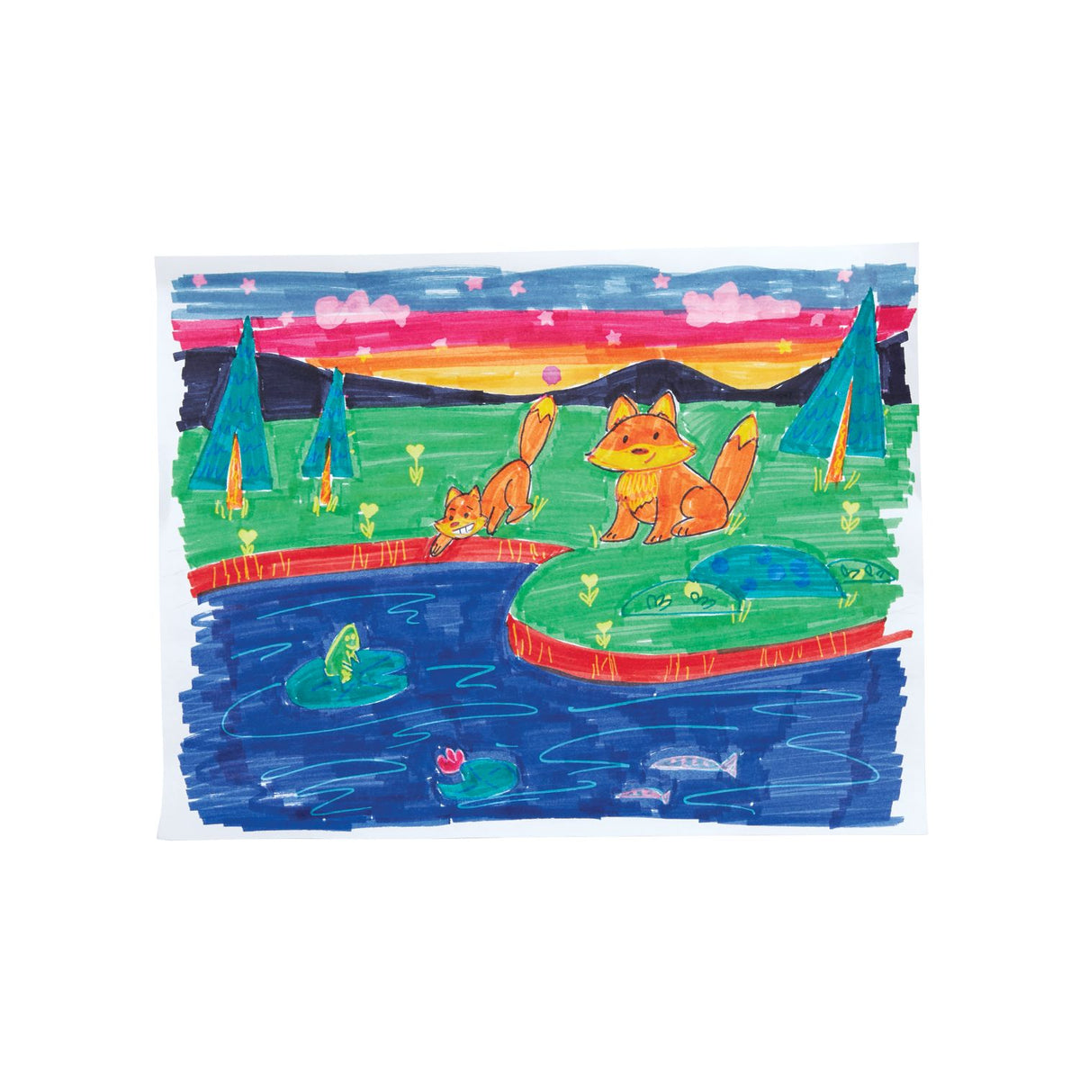 drawing of landscape using the markers
