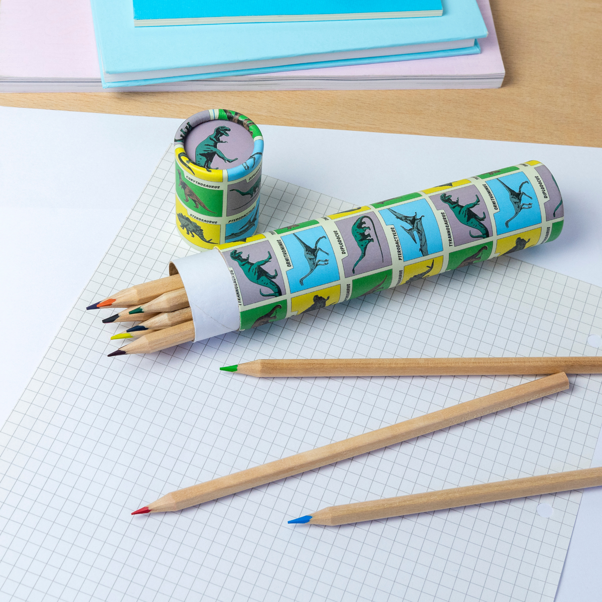 Long Tube Of Colouring Pencils - Prehistoric Land