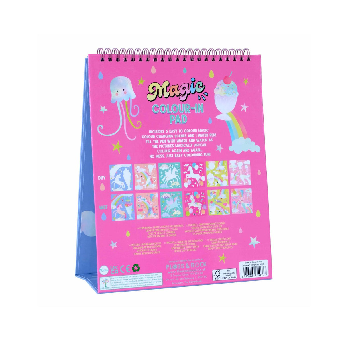 A colorful Magic Water Easel Pad with a spiral binding and a pen, designed for color-changing activities.