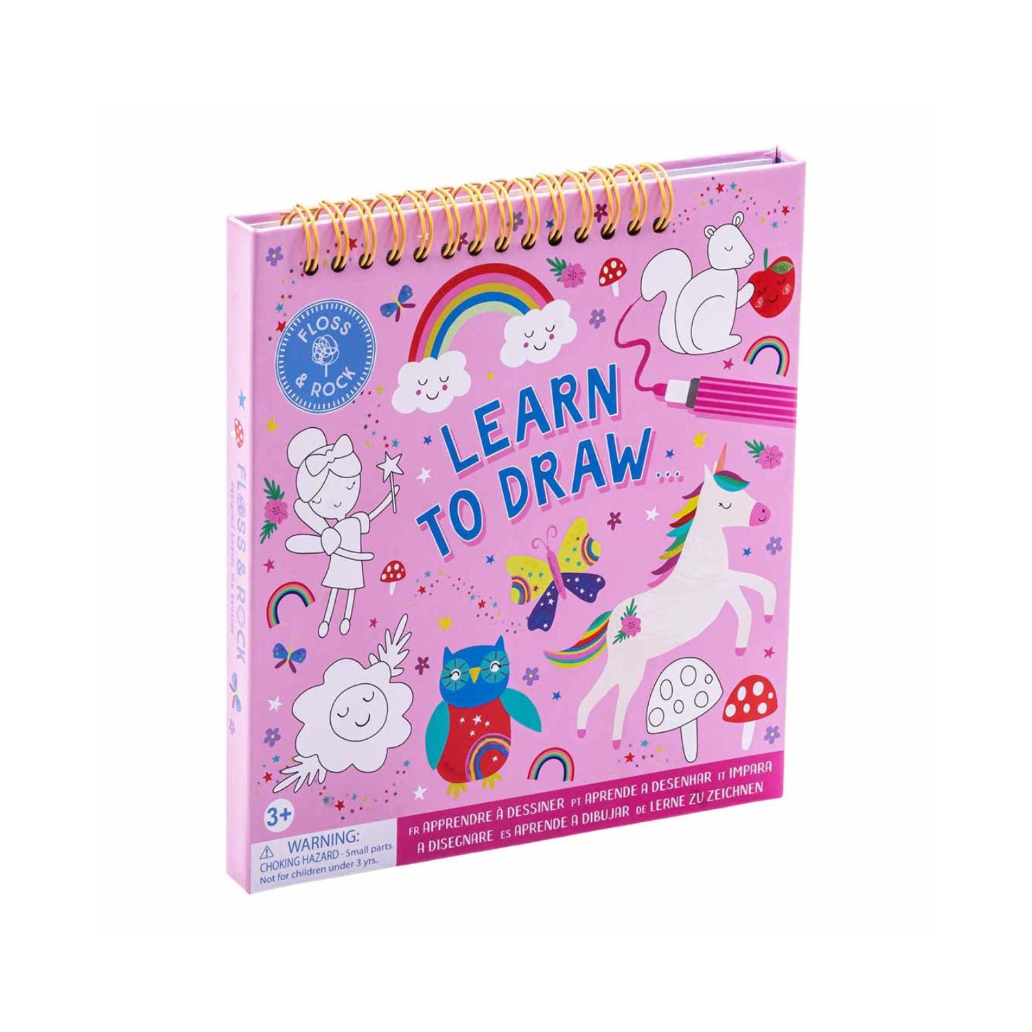 A colorful drawing and coloring activity book titled 'Rainbow Fairy - Learn to Draw' with dry wipe pens included.