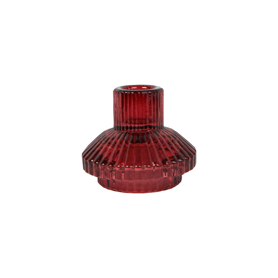 Italian-made Glass Candle Holder | Small | Burgundy Red