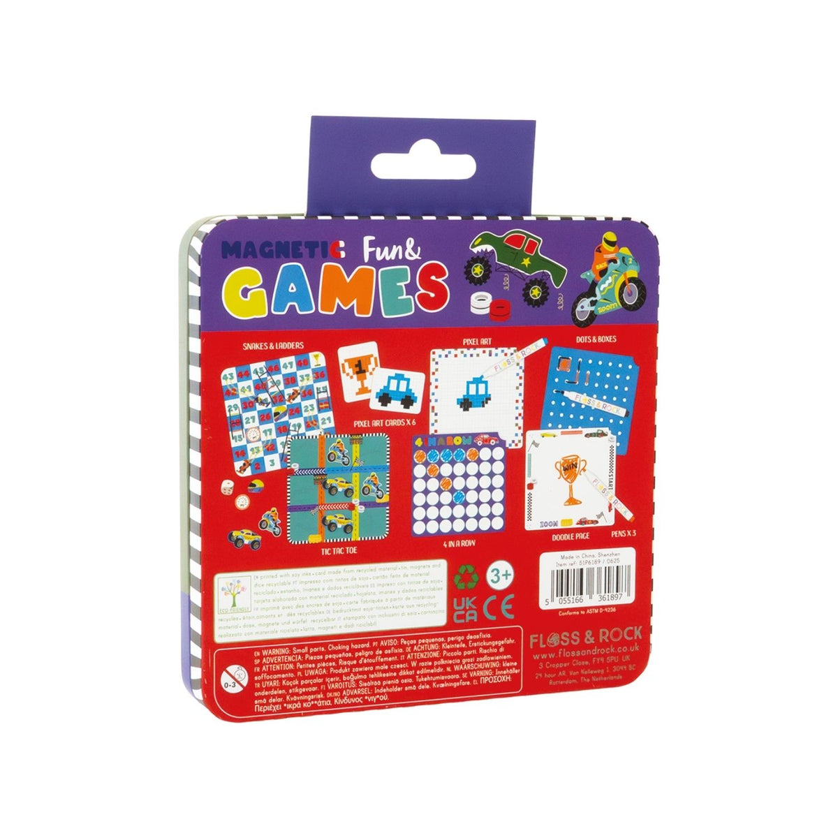 Packaging of Magnetic Fun &amp; Games with colorful illustrations on a white background