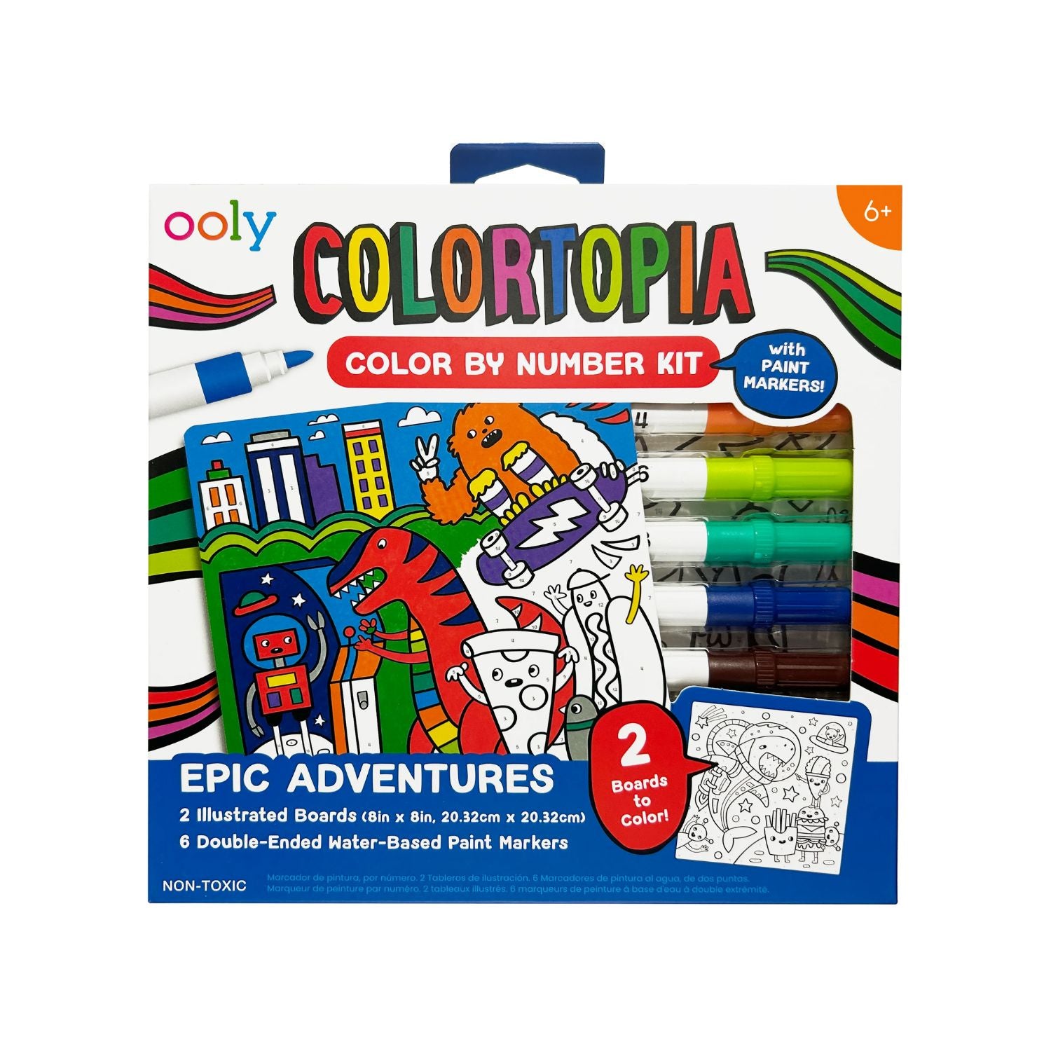 Ooly Colortopia Color by Number Kit packaging with paint markers on a white background