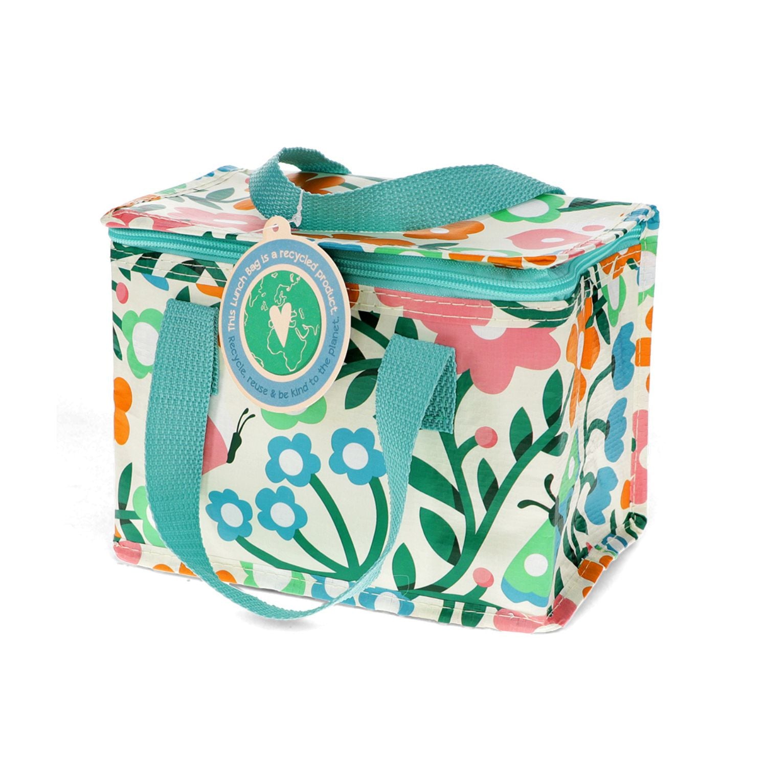 Keep snacks fresh with this insulated lunch bag. Made from recycled plastic, this eco-friendly, foil-lined bag folds flat for easy storage. Wipe clean.