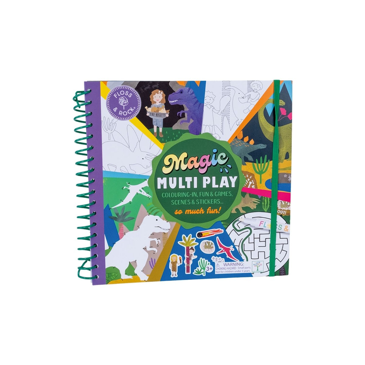 Children&#39;s activity book with colorful design on a white background