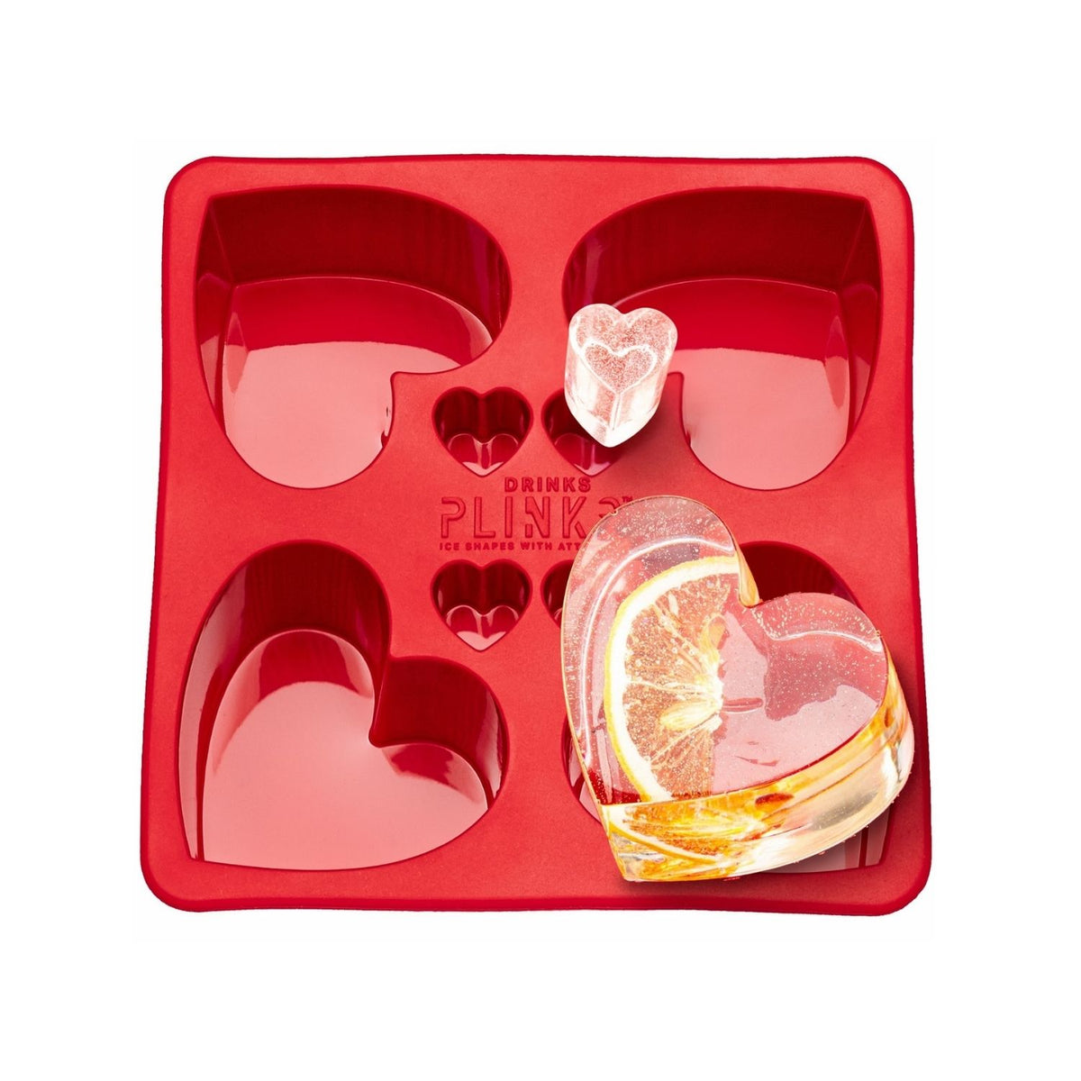 Close-up of a heart shaped ice mould with deep fifty-millimetre cavities, highlighting the smooth finish for creating professional-looking ice, treats and more.