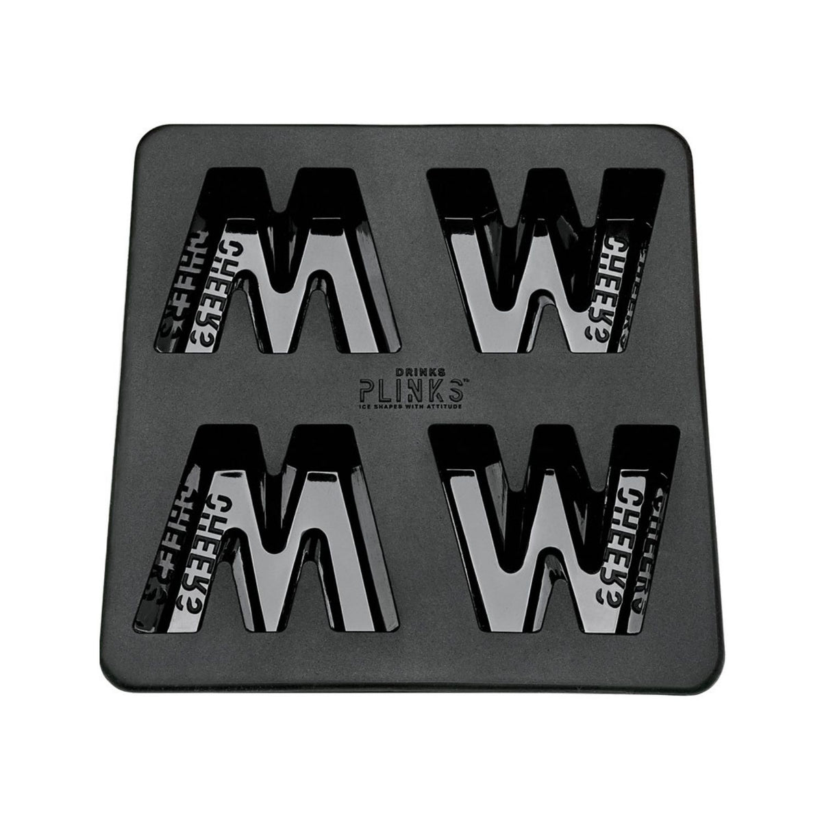 Close-up of an alphabet ice mould designed for freezing or baking, with dimensions of fifty-nine millimetres wide to fit most standard glassware.