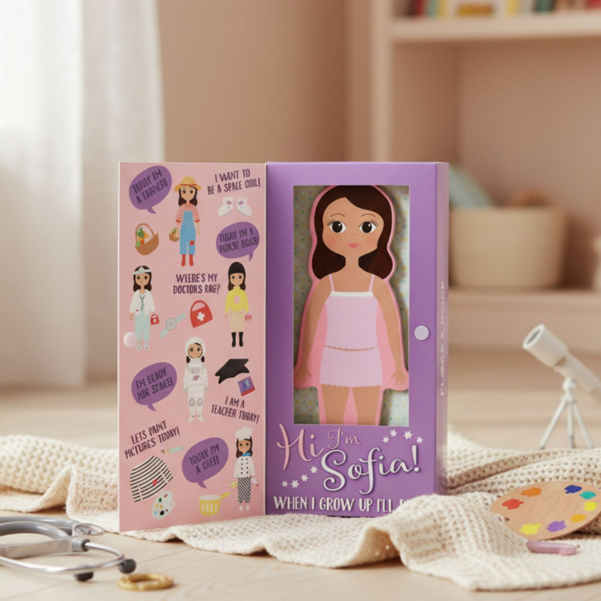 Sofia Magnetic Dress Up Doll in packaging
