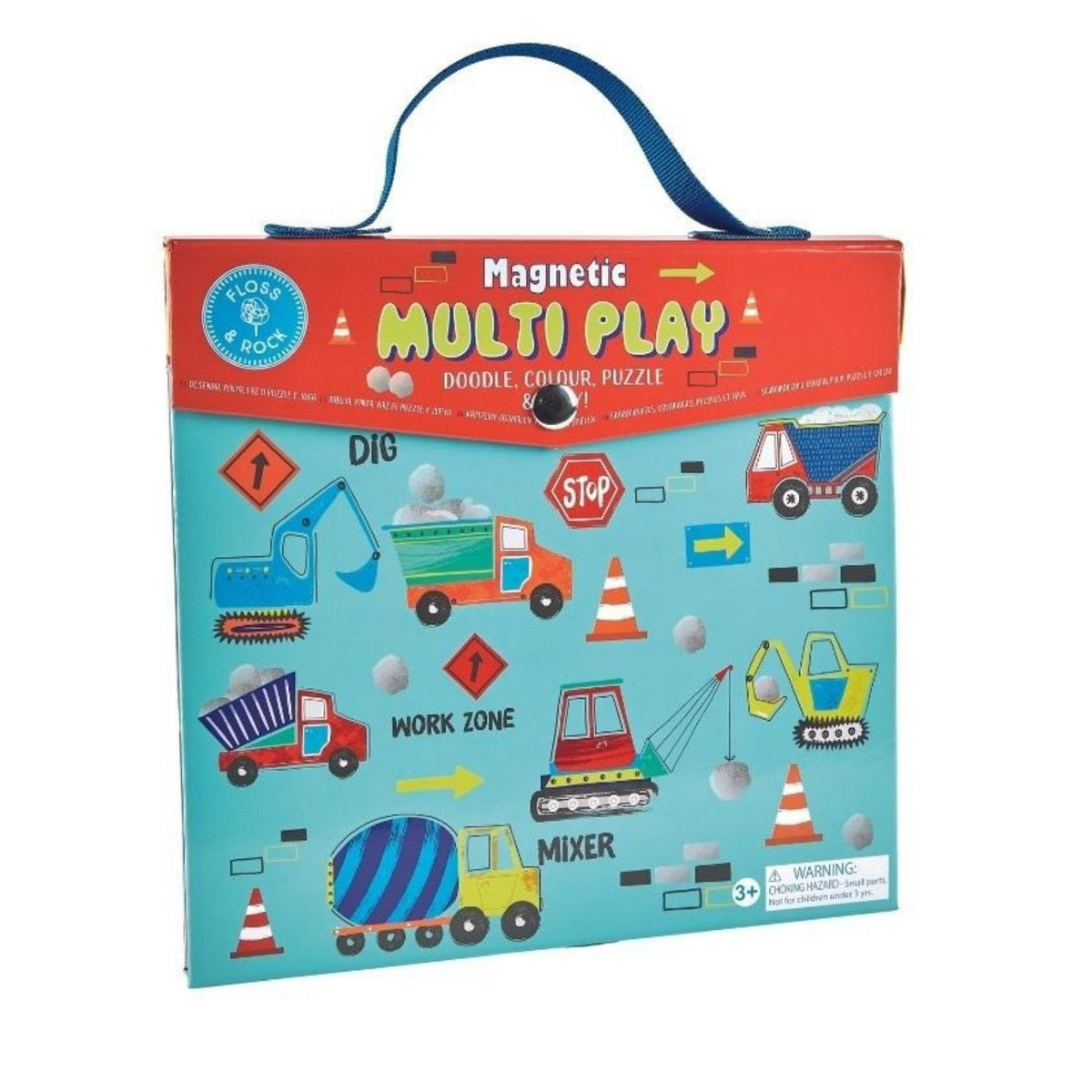 No lost pieces on the job site! This kids' magnetic digger puzzle and doodle set keeps everything neatly in place. Includes 4 dry-wipe markers and pop-out trucks for mess-free, eco-friendly play.