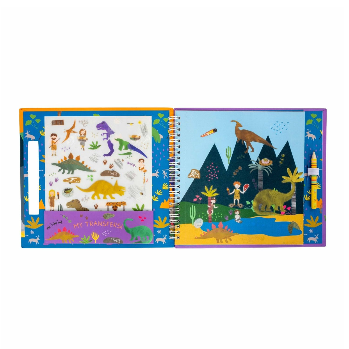 Boost fine motor skills with 150+ dinosaur transfers and 6 blank pages for storytelling. A screen-free children’s dinosaur transfer book for little explorers.