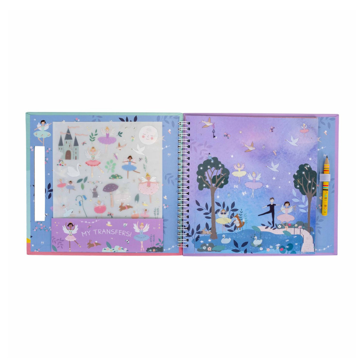 Spiral-bound notebook with colorful enchanted illustrations 