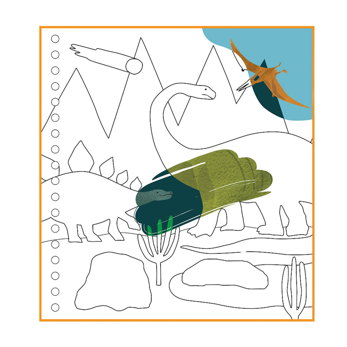 Dinosaur themed colouring in activity sheet