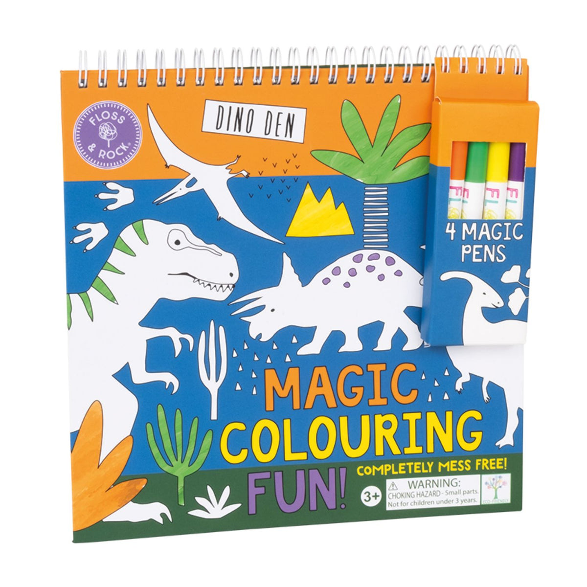 This travel-friendly mess-free colouring pad includes four magic pens and eight themed pages. Spiral-bound and compact for creative fun on the go.