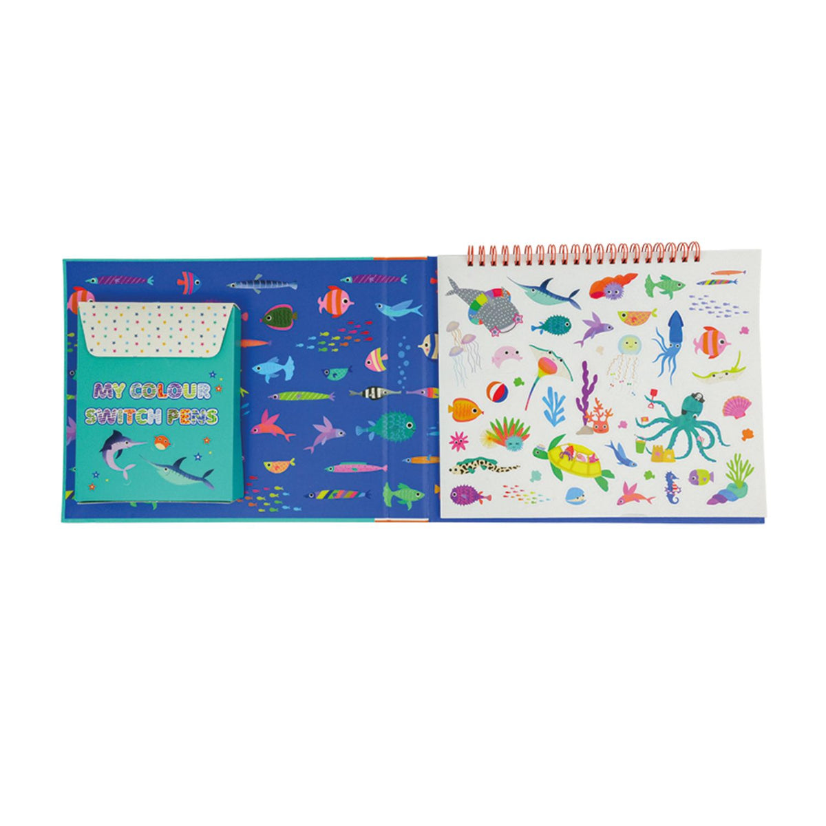 Children's activity book with underwater-themed pages