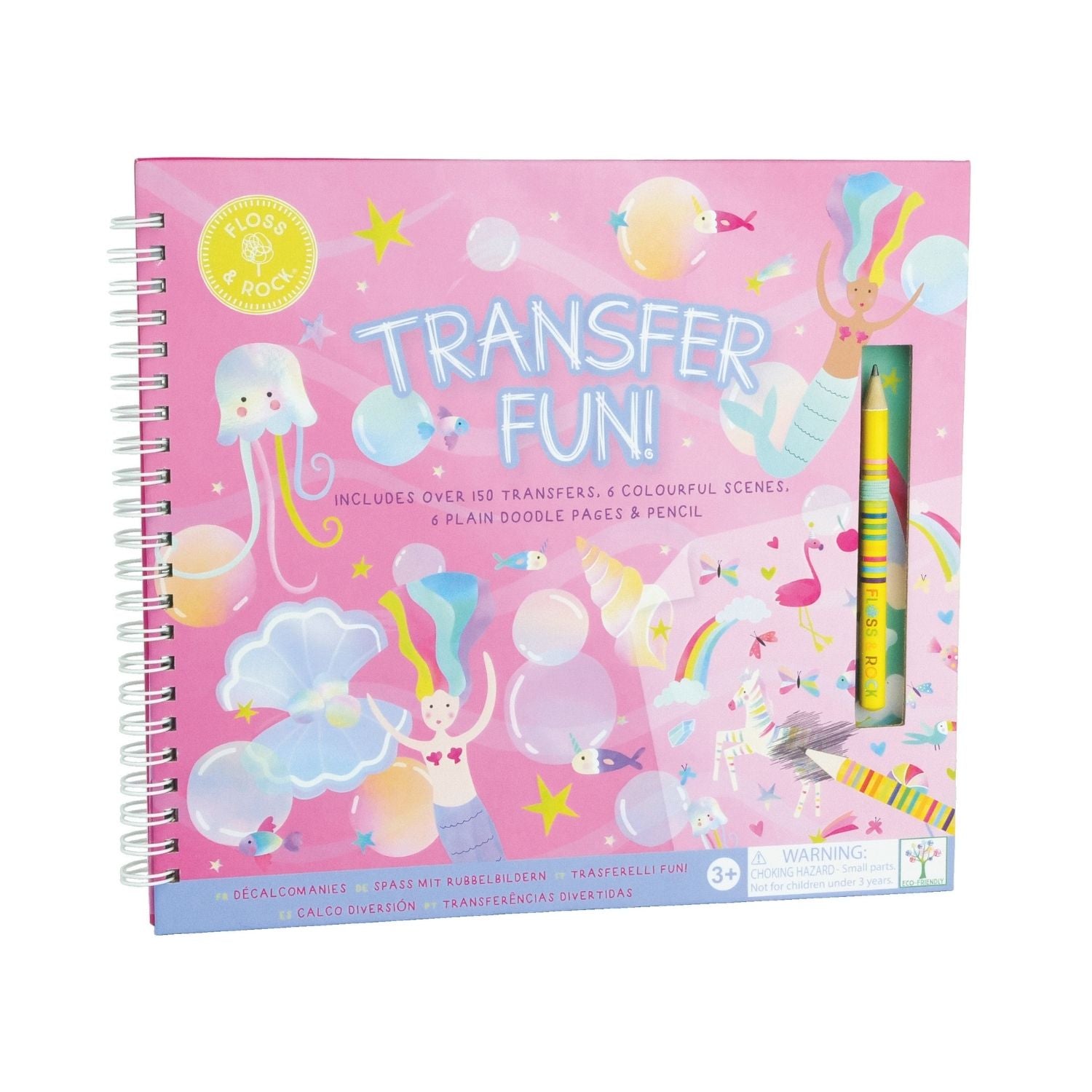 A mess-free children’s fantasy transfer book for magical play on the go. Scratch and reveal shells, mermaids, and sea creatures. For ages three and over.