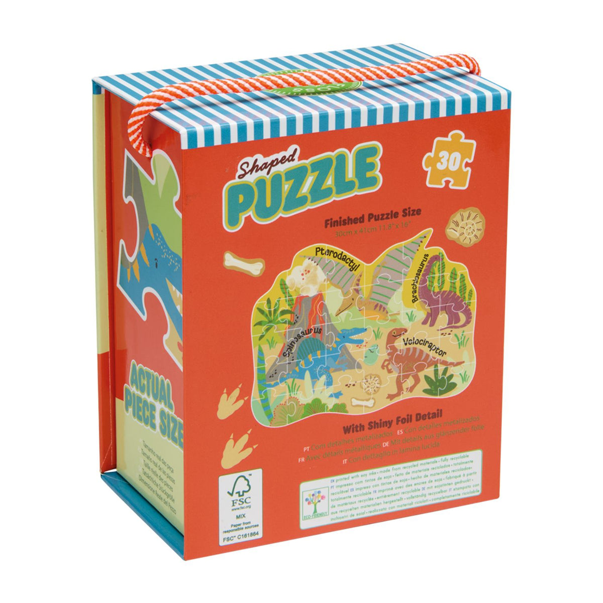A sustainable dinosaur jigsaw made with FSC-certified materials and soy inks. Includes 30 chunky pieces in a premium reusable box. An ideal eco-friendly stocking filler.