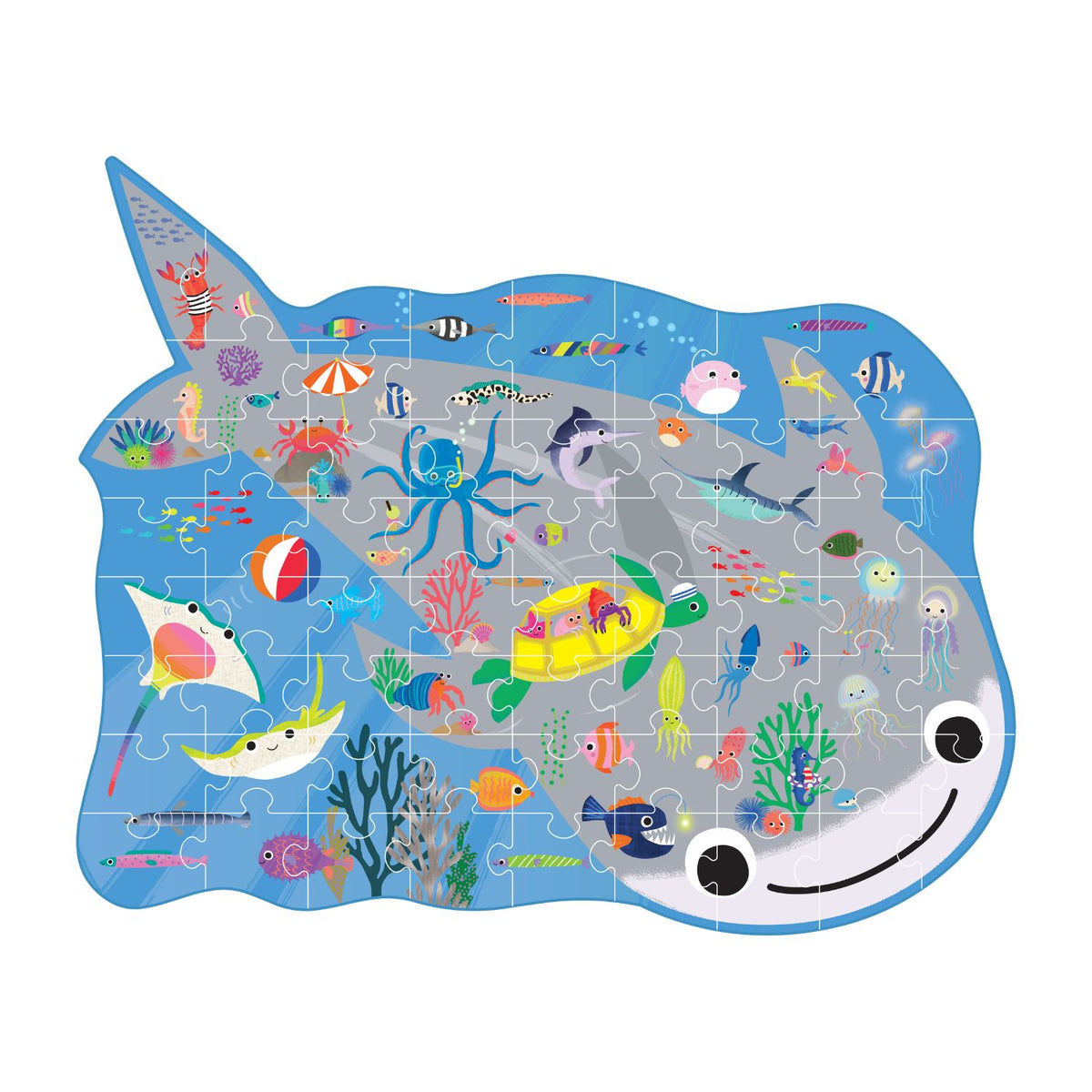 Develop concentration and logic with this 60-piece kids' ocean jigsaw. This shaped puzzle features vibrant sea life and chunky, eco-friendly pieces. Great for ages 5 and up.