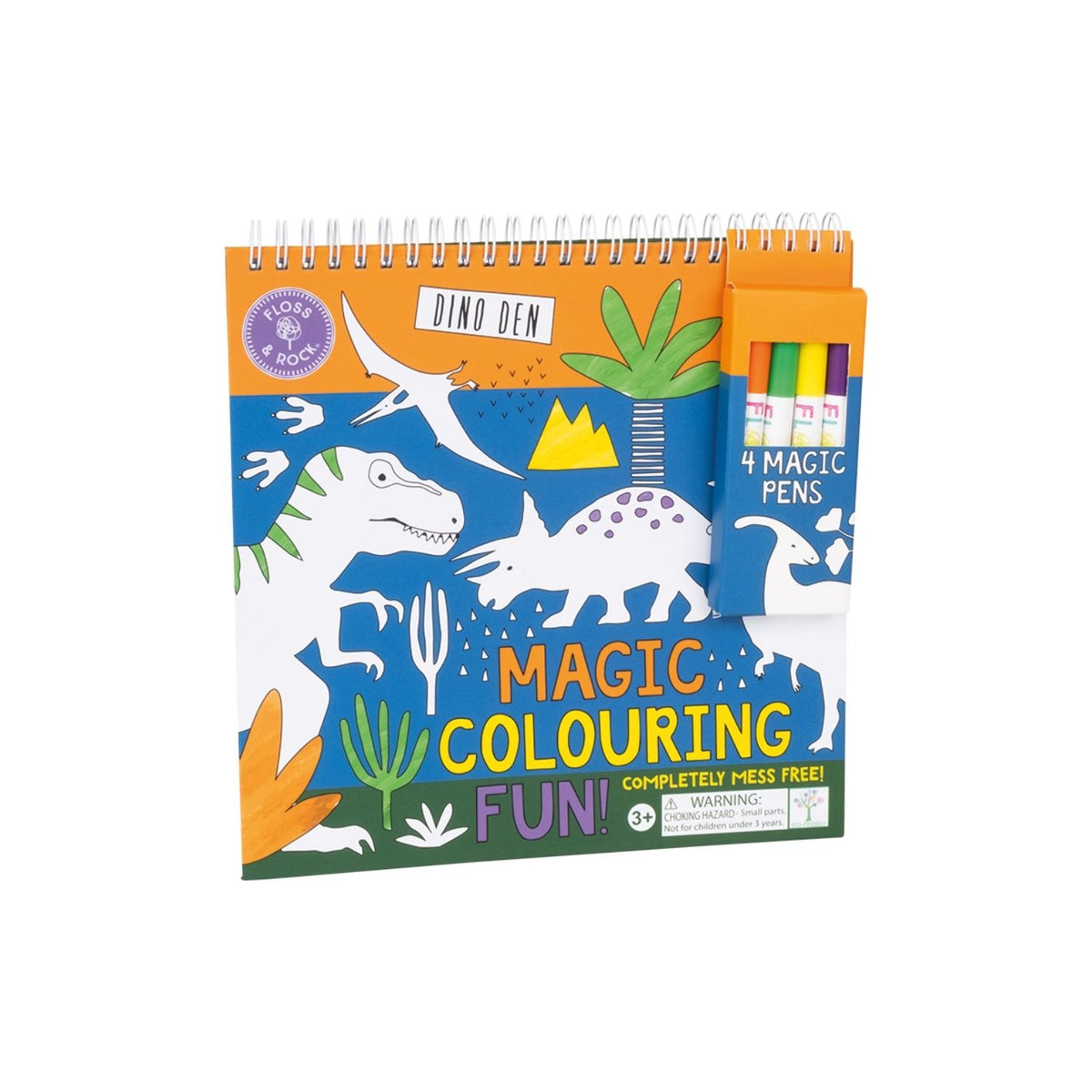 This travel-friendly mess-free colouring pad includes four magic pens and eight themed pages. Spiral-bound and compact for creative fun on the go.