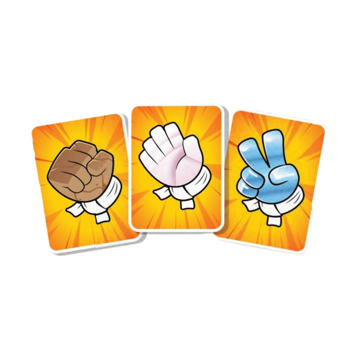 A selection of White Belt and Black Belt cards spread out, showing the "win against" and "lose to" symbols that challenge players' cognitive speed.