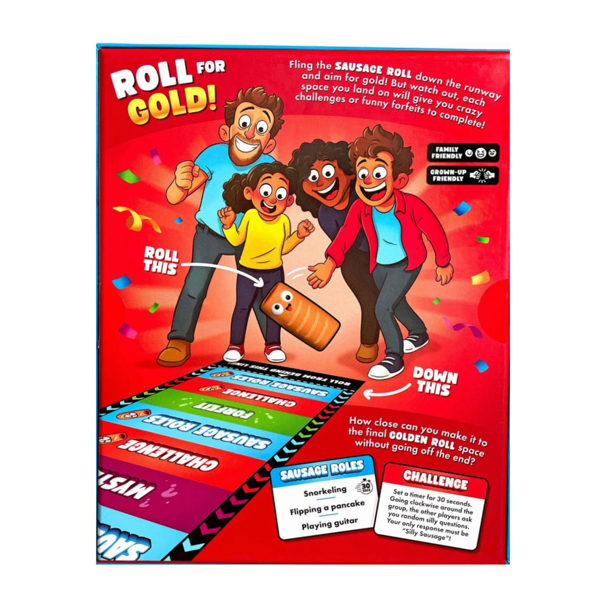 Back of the Sausage Roll game box with instructions on how to play