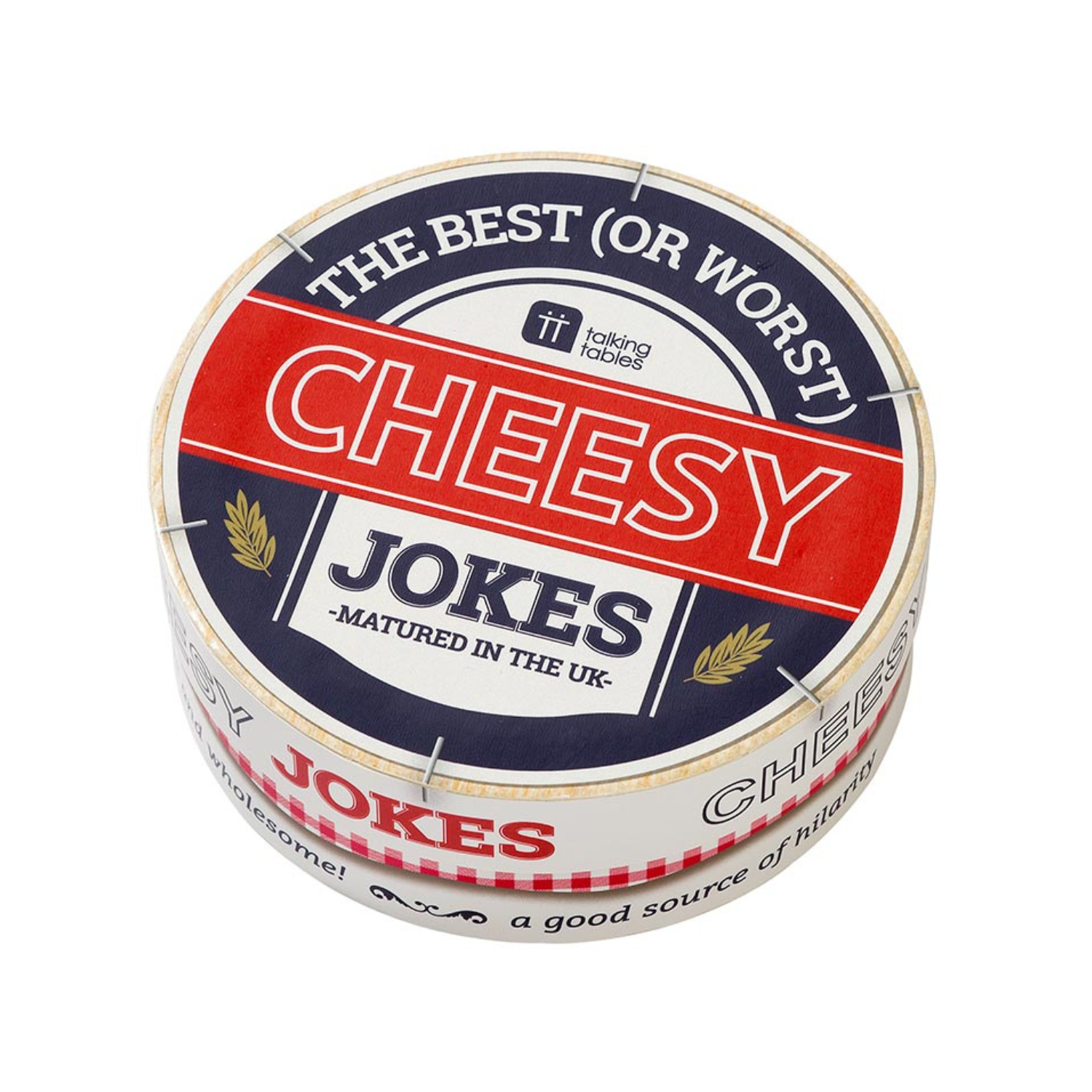 Pack of 'The Best (or Worst) Cheesy Jokes' with a red and blue label on a white background.