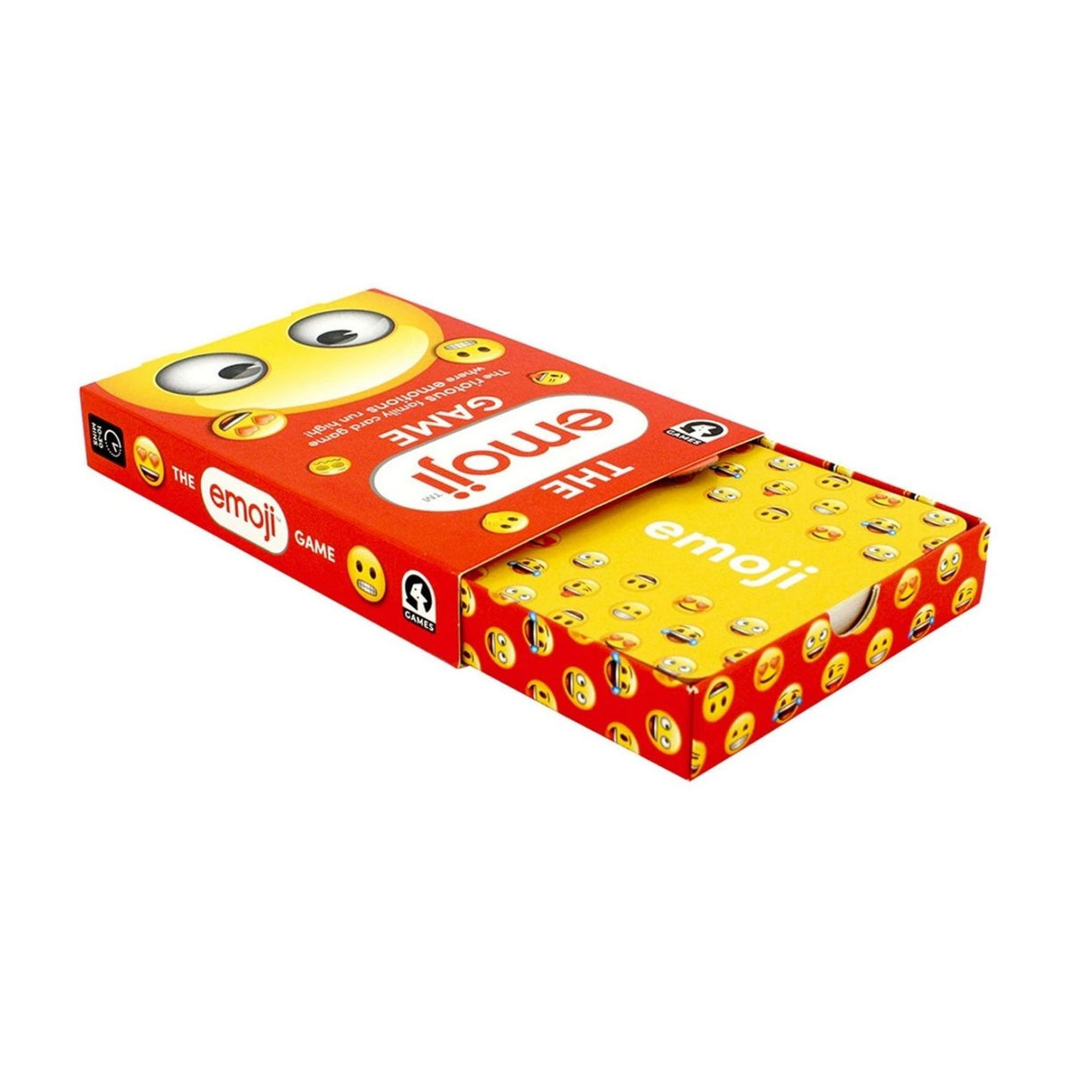 Box of 'The Emoji Game' with emoji designs on a white background