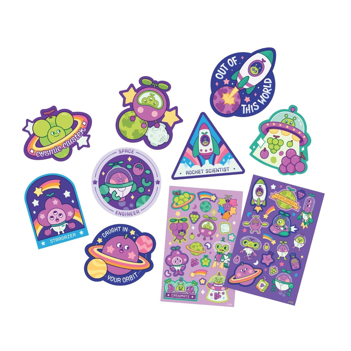 Colorful space-themed stickers 