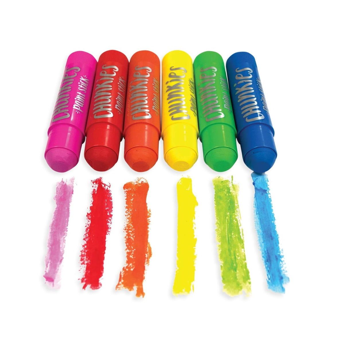 close-ups of the paint sticks with the cap off, showing the thick, creamy paint tip and the twist-up mechanism at the base.