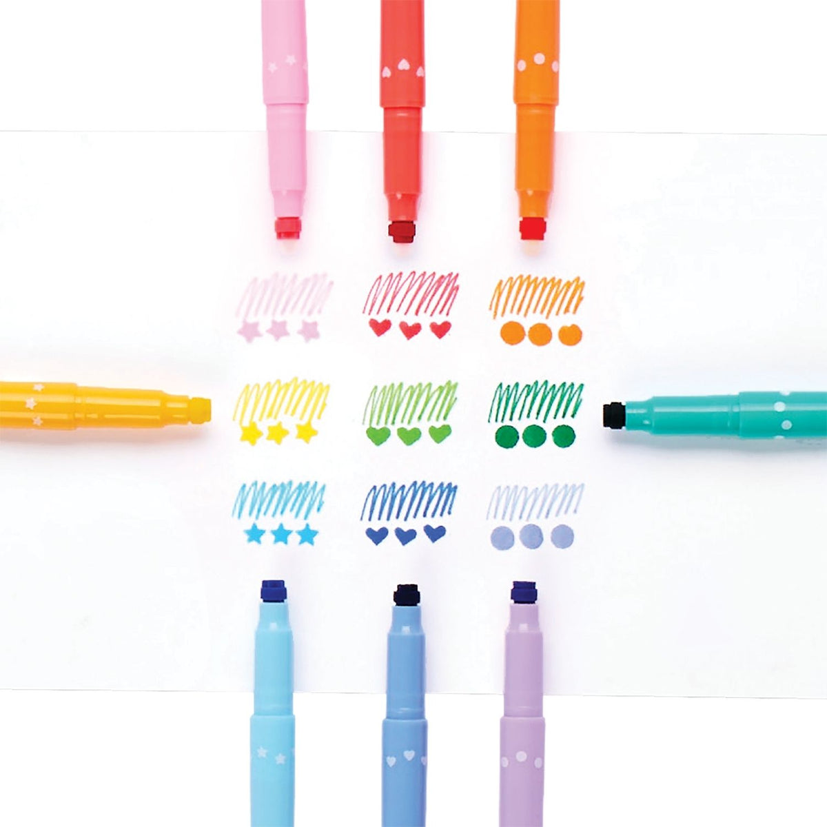 Ooly - Confetti Stamp Double-Ended Markers - Set of 9