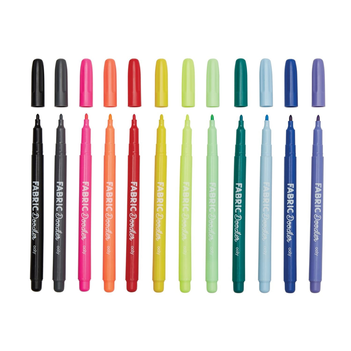 Set of fabric markers in various colors 