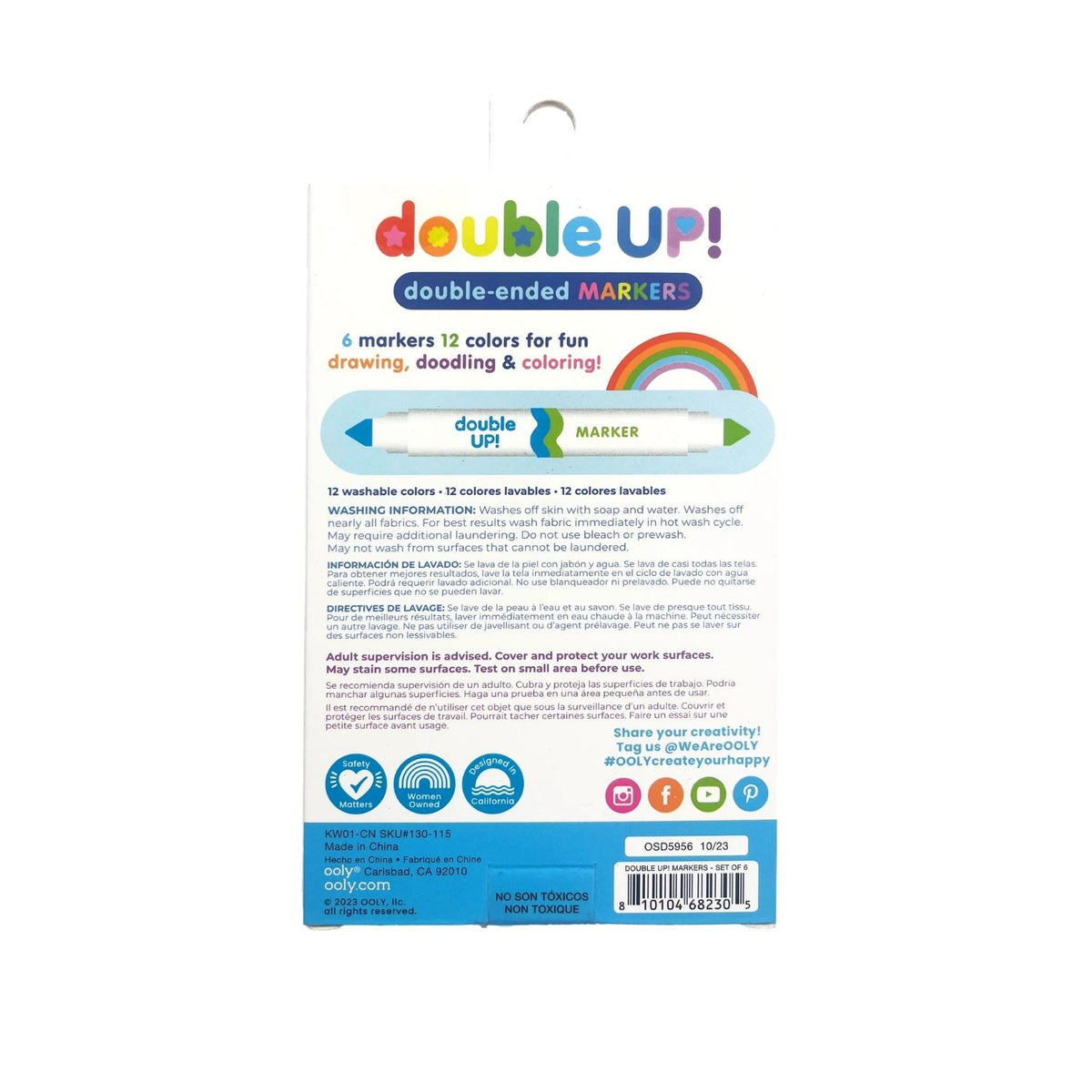 Ooly - Double Up! Double-Ended Markers - Set of 6 / 12 Colours