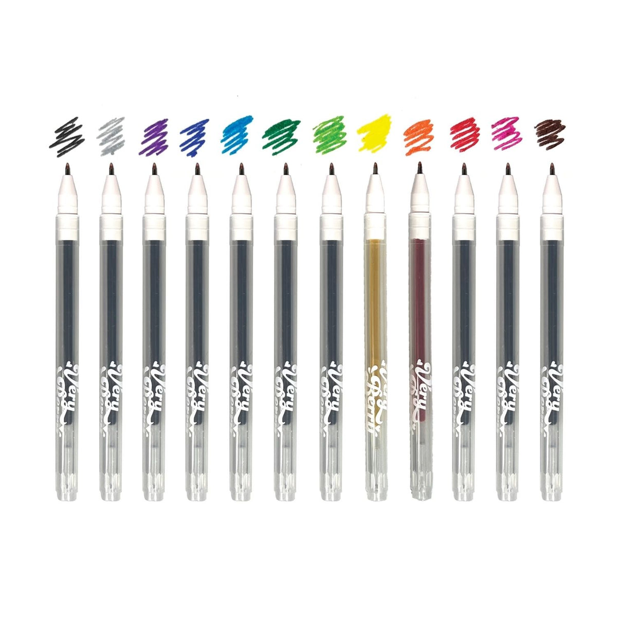 Set of markers with color samples 