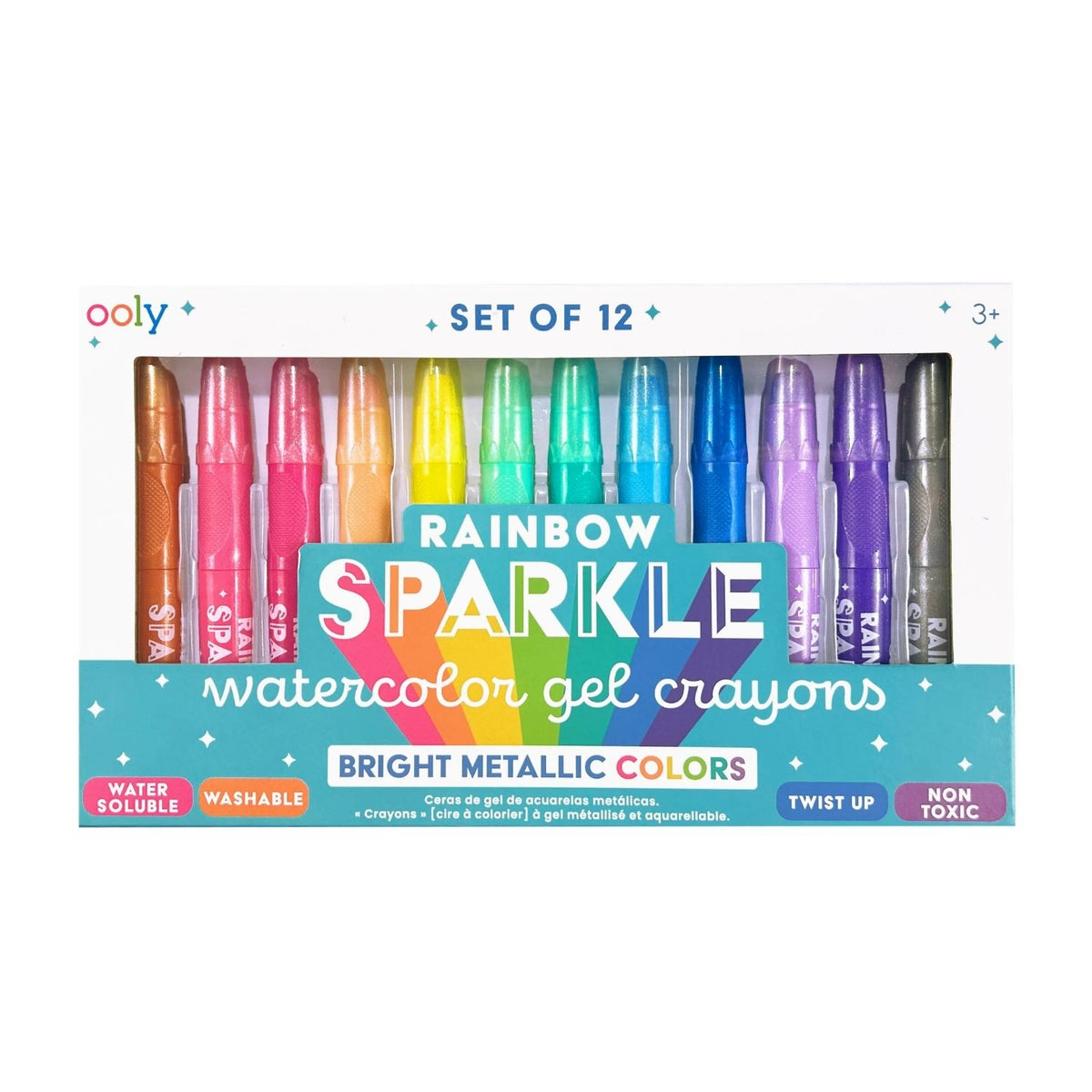 Ooly - Rainbow Sparkle Watercolour Gel Crayons - Set of 12
