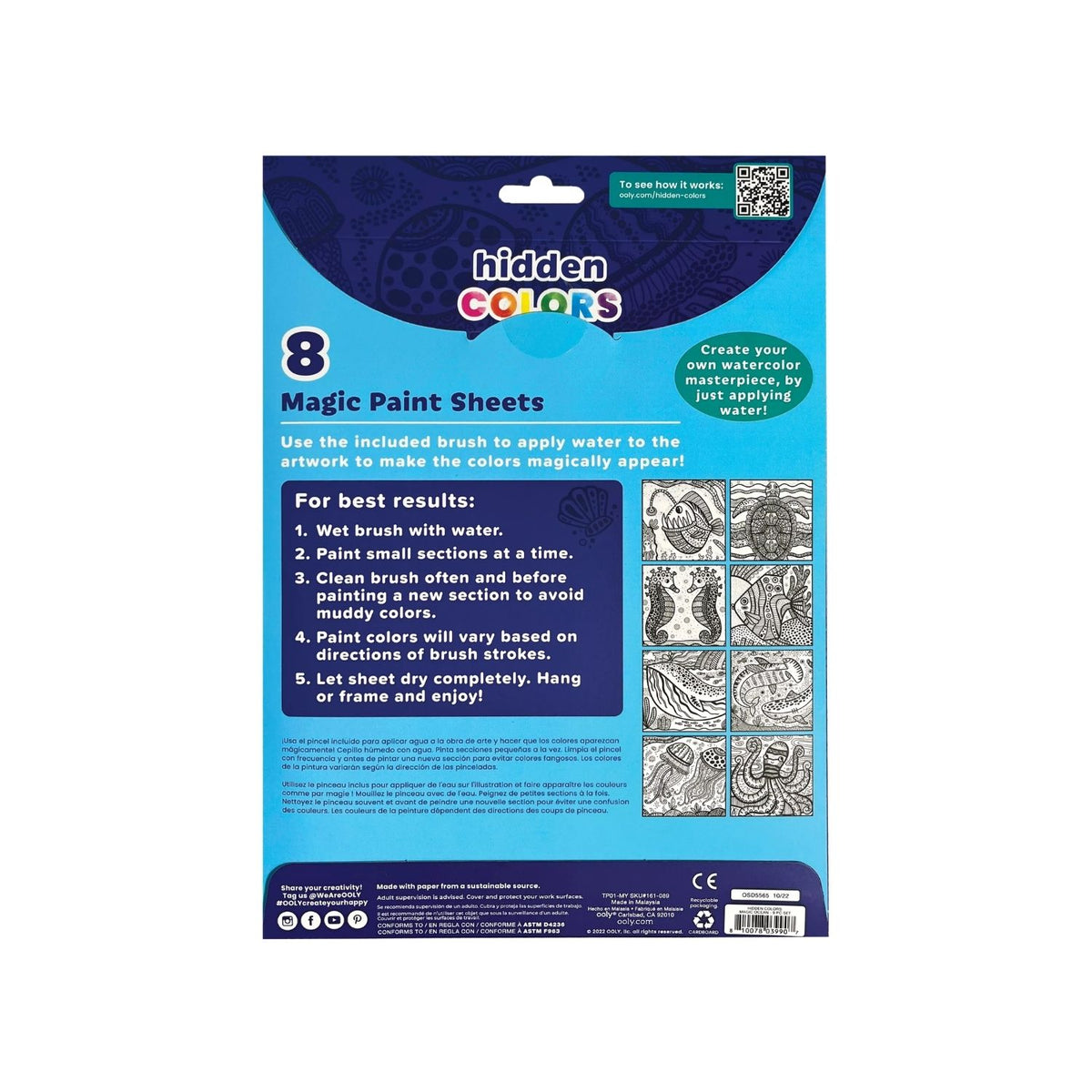 Ooly - Hidden Colours Magic Paint Sheets - Magic Ocean