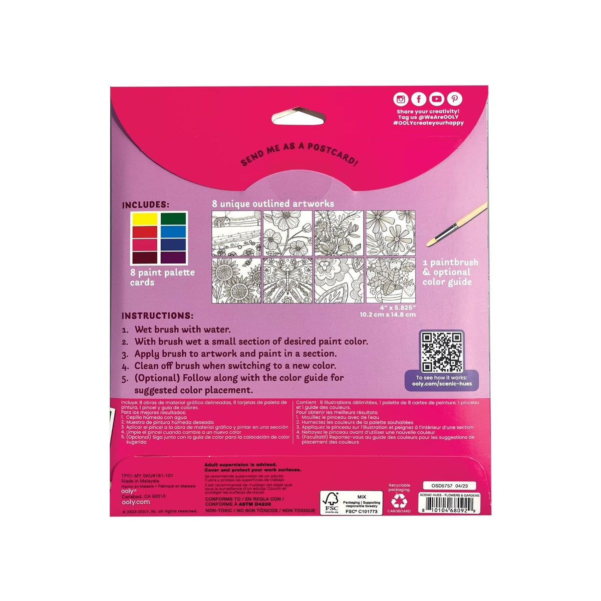 Ooly - Scenic Hues DIY Watercolour Art Kit - Flowers & Gardens