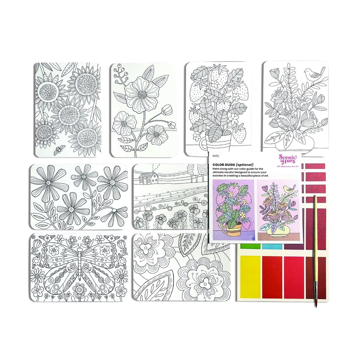 Ooly - Scenic Hues DIY Watercolour Art Kit - Flowers & Gardens
