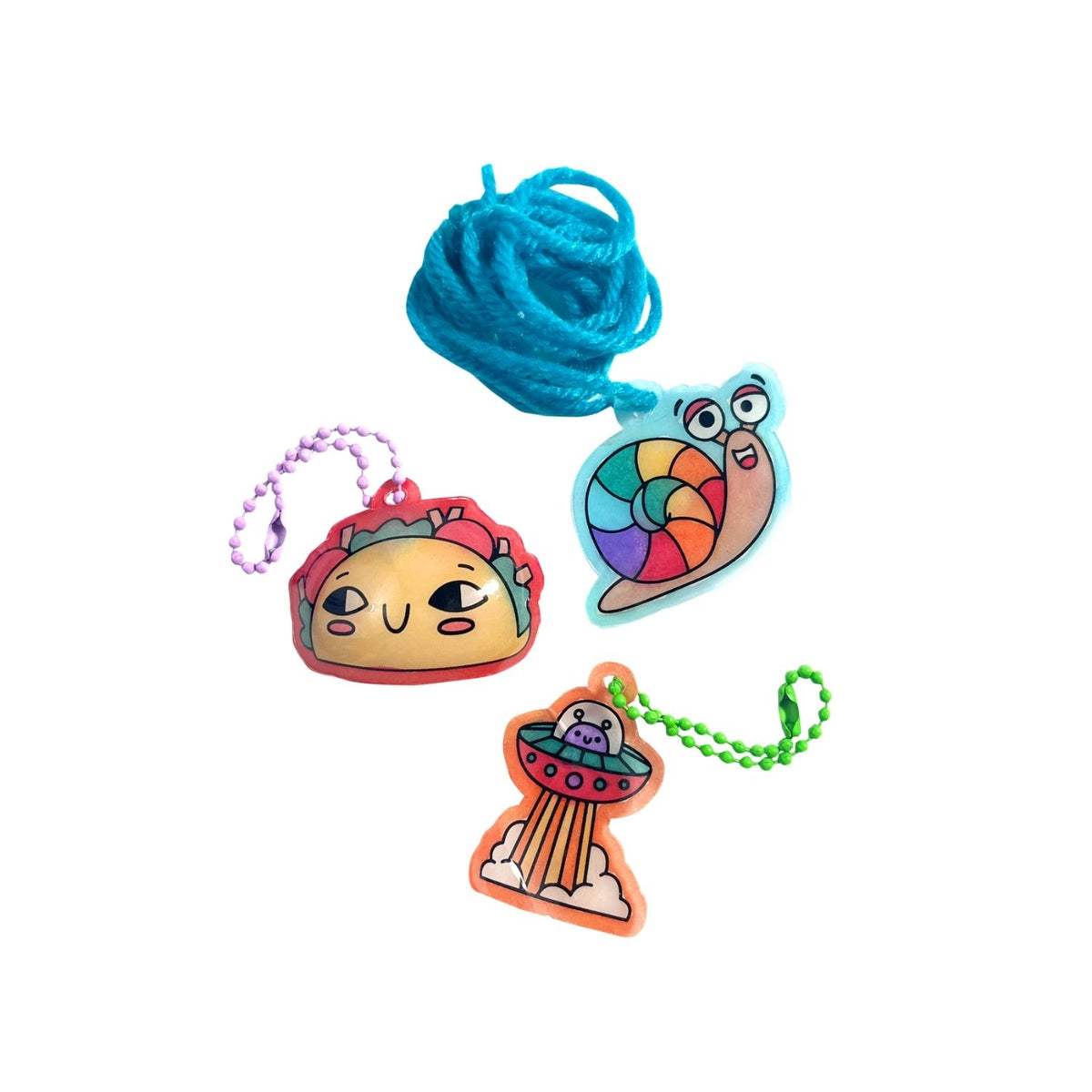 Three colorful keychains o