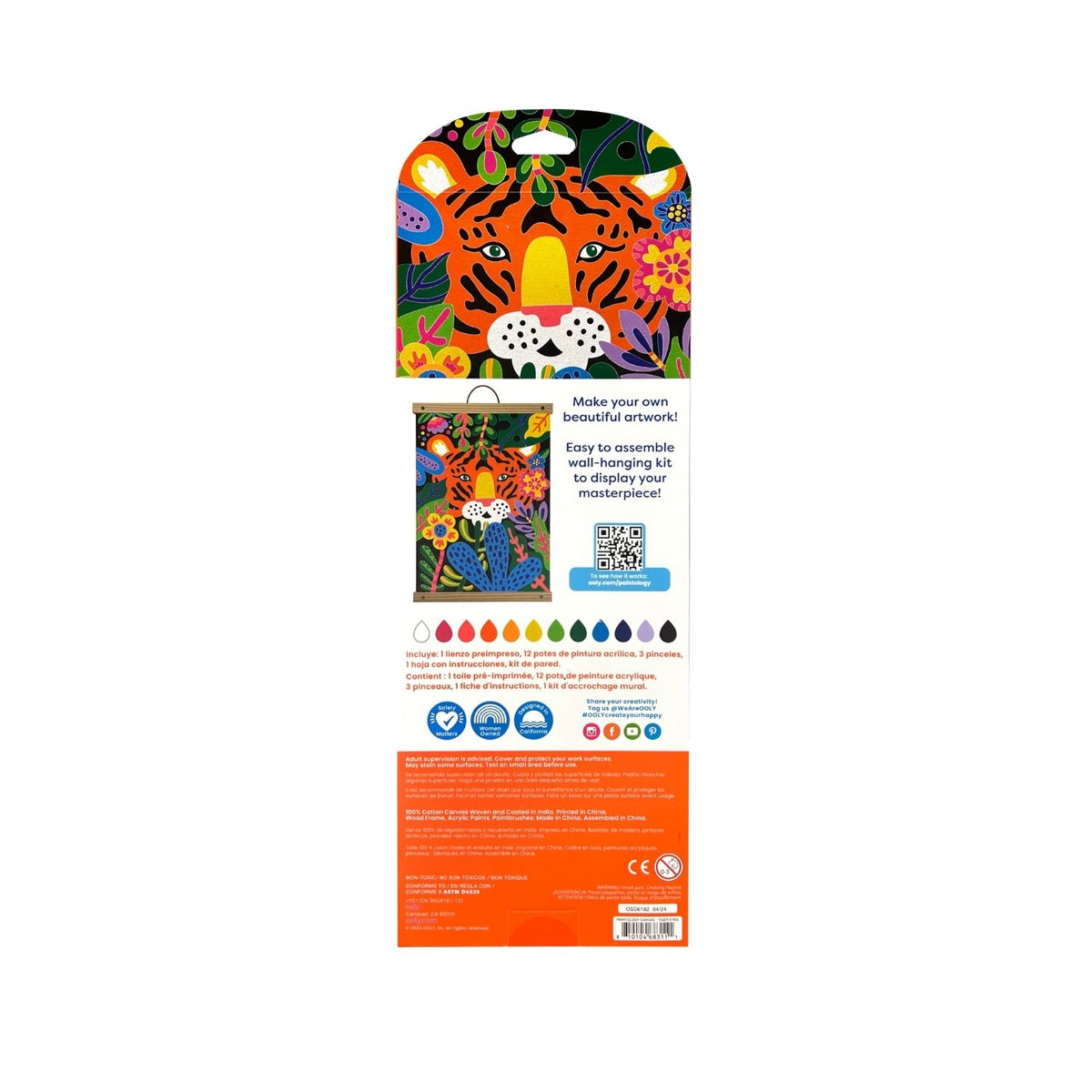 Ooly - Paintology Paint-By-Number Canvas Kit - Tiger Eyes