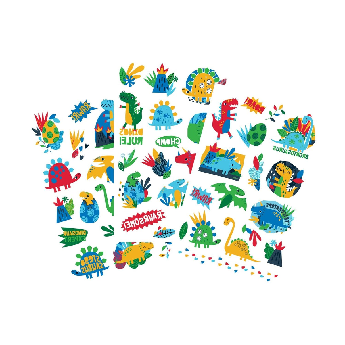Collection of colorful dinosaur temporary tattoos