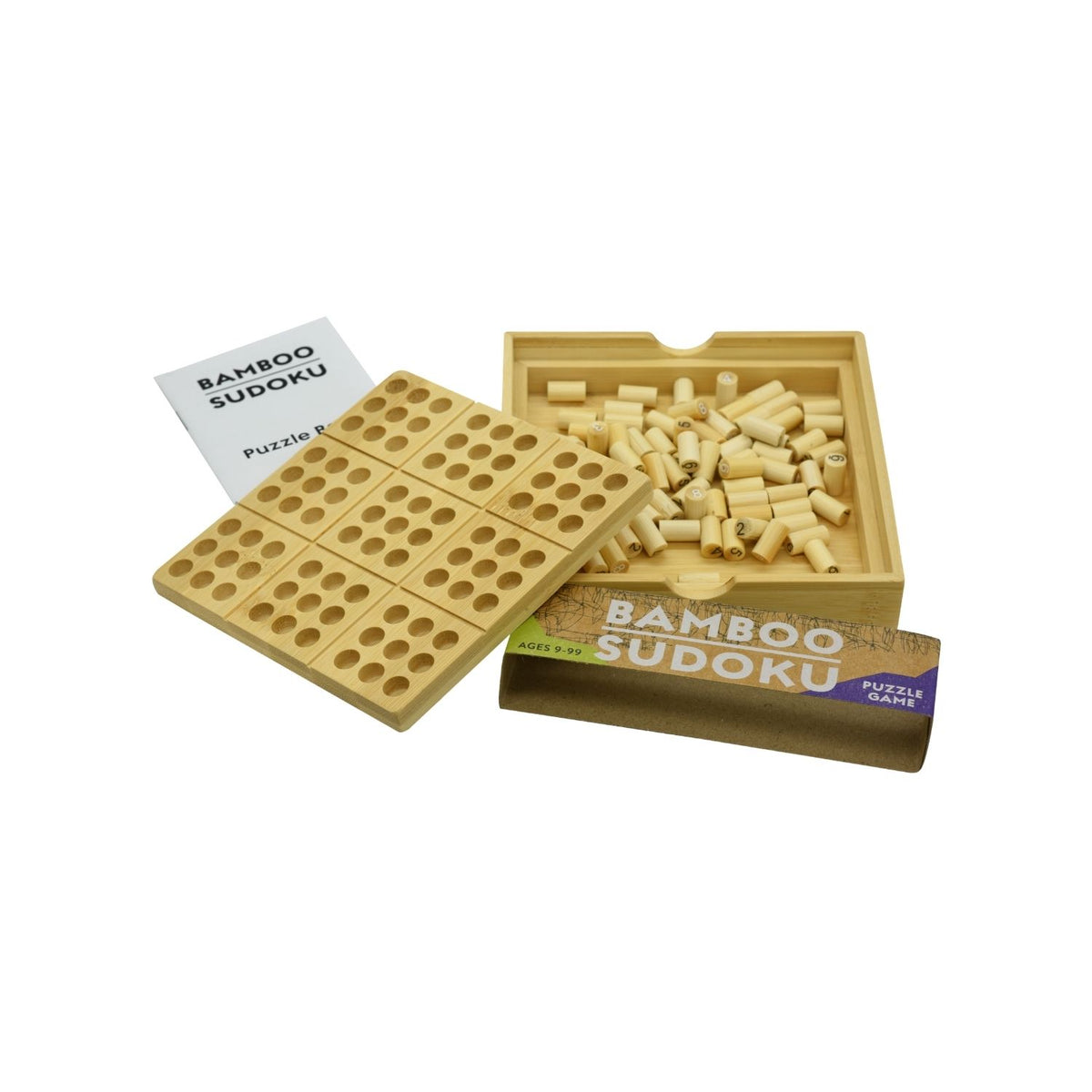 A Sudoku logic game for ages eight and up. Improve concentration and problem-solving skills with this sustainable bamboo board and starter puzzles.