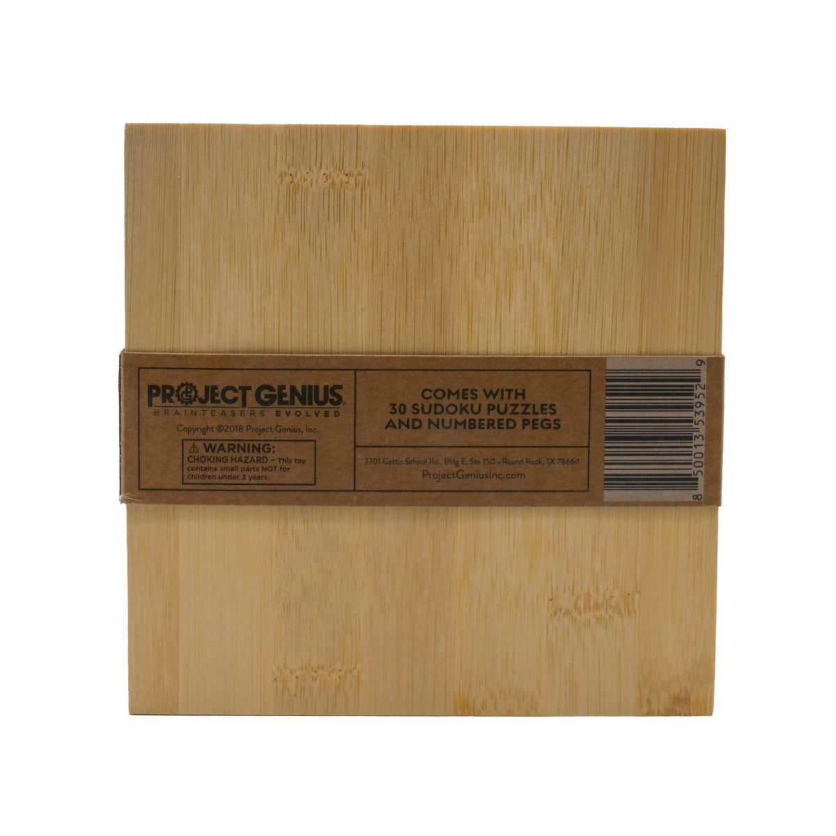 Wooden packaging showing the game is crafted from recycled materials and bamboo, it’s a thoughtful, screen-free gift for ages eight plus.