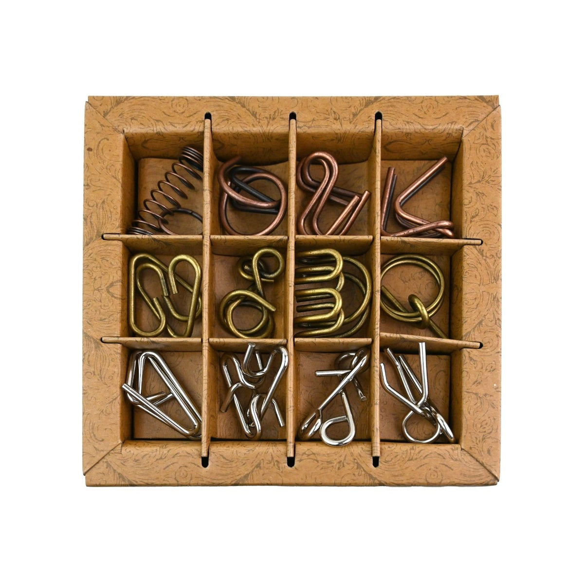 Twelve ancient artifact puzzles in one set for ages eight plus. Learn about metallurgy while solving disassembly challenges. A great gift for curious minds