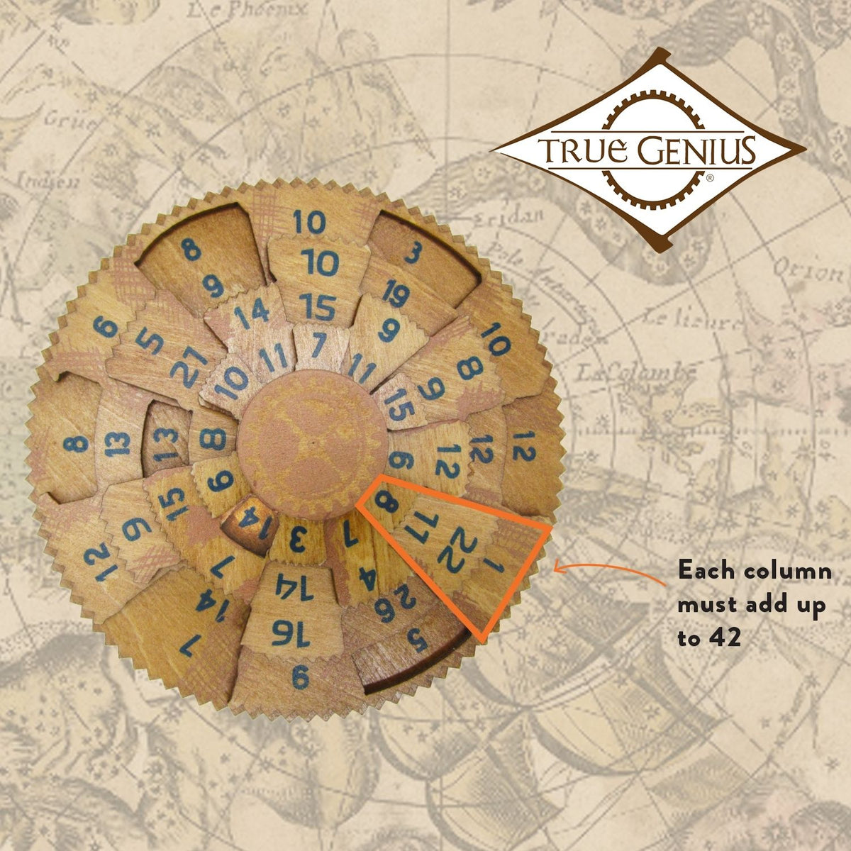 Wooden puzzle highlighting its complex mechanical aesthetic and its connection to ancient Greek astronomy.