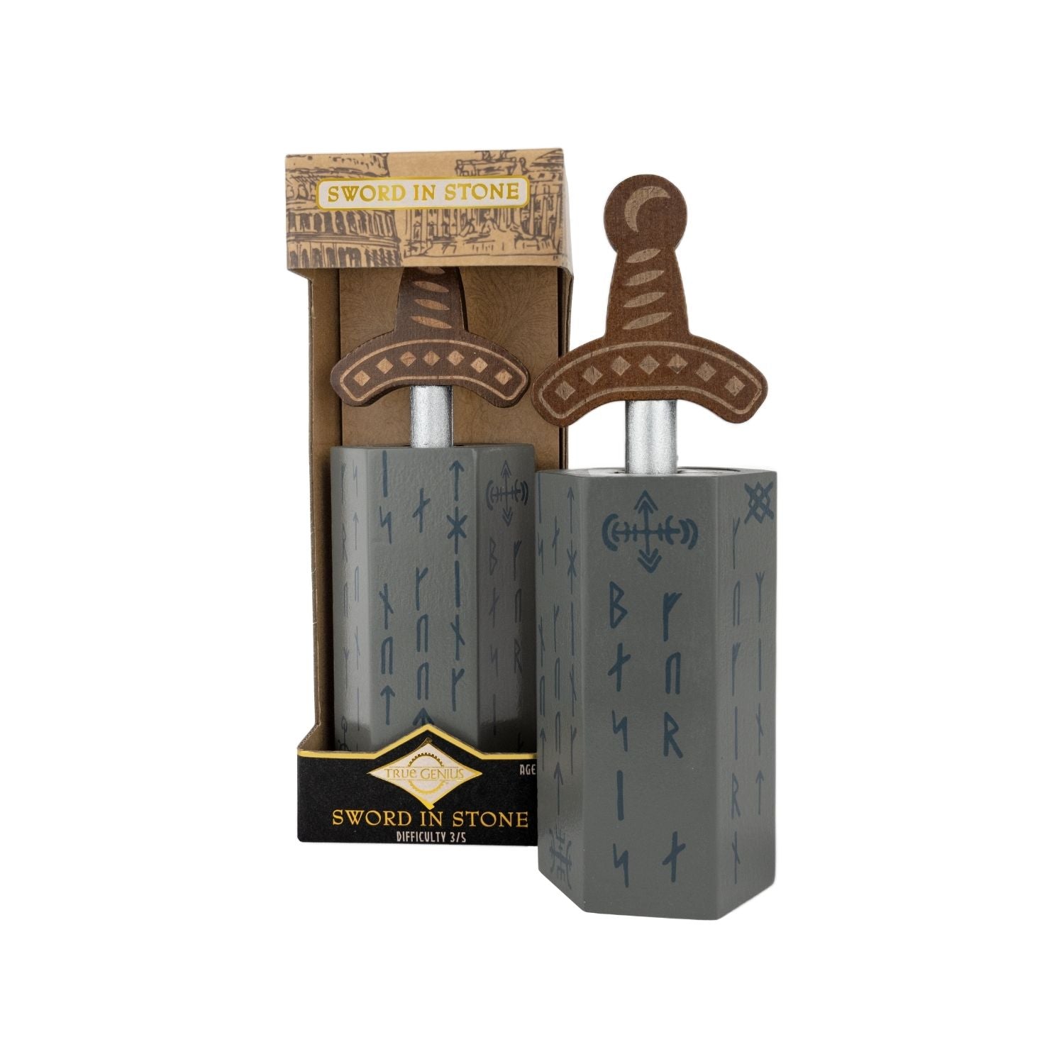 'Sword in Stone' medieval brainteaser puzzle with a focus on skill development. Great for gifts.